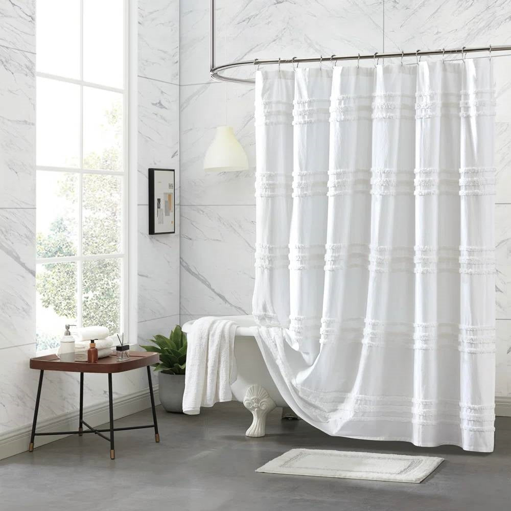 Chic Stripe Chenille Shower Curtain- Spa Collection
